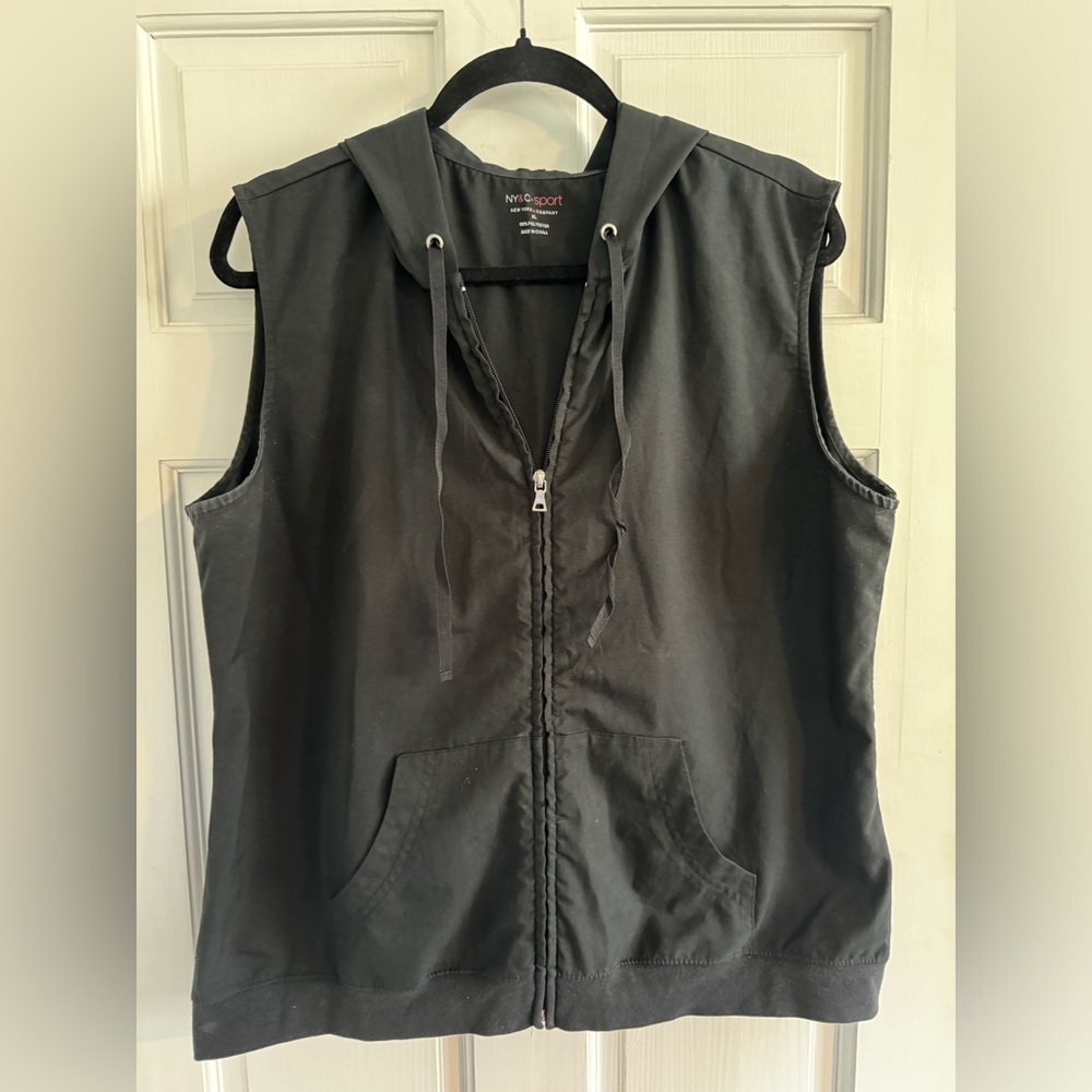 NY & Ccompany black hooded zip up tank top